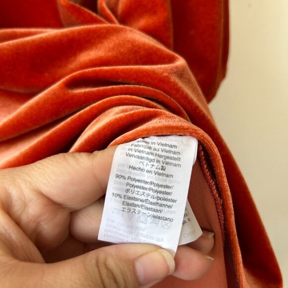 Madewell Velvet Blouse Womens XS Rust Flutter Sleeve Boxy Fit Short Sleeve Top - Picture 4 of 5